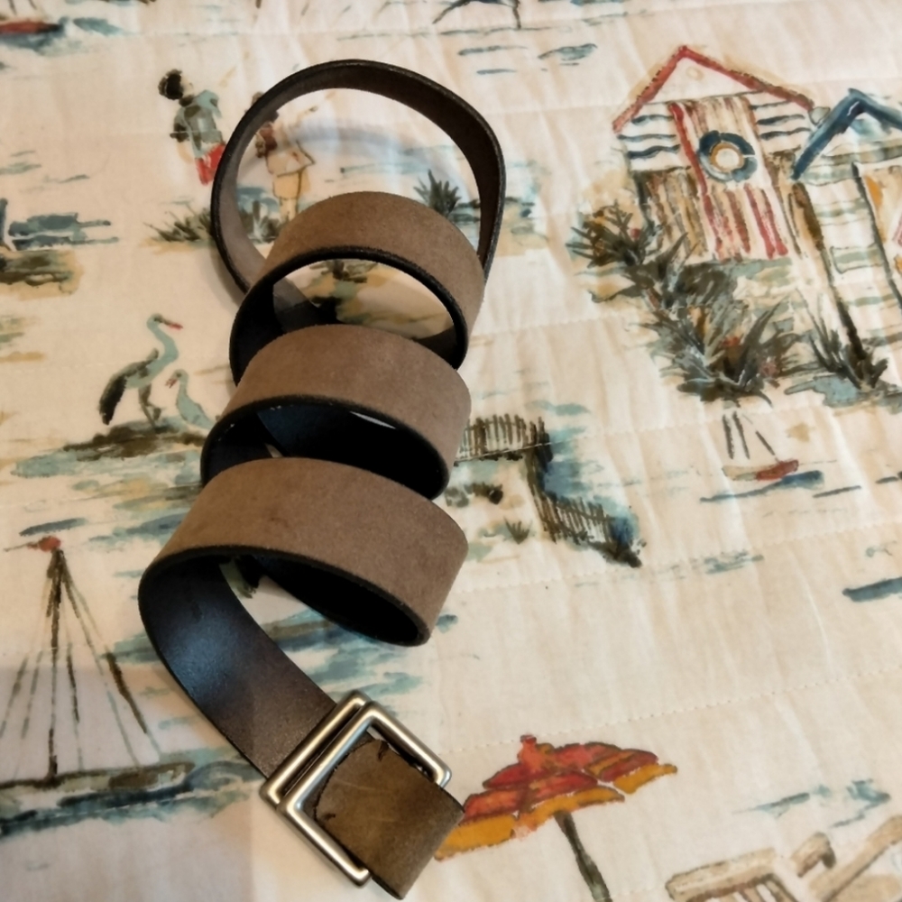 Express L/36 gen leather & brass D ring belt